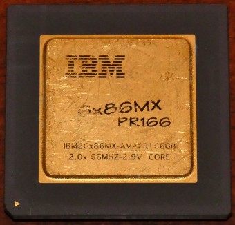 IBM 6x86MX PR166 CPU (Goldcap) 2x 66MHz, 2.9V Core, Cyrix USA 1995-97